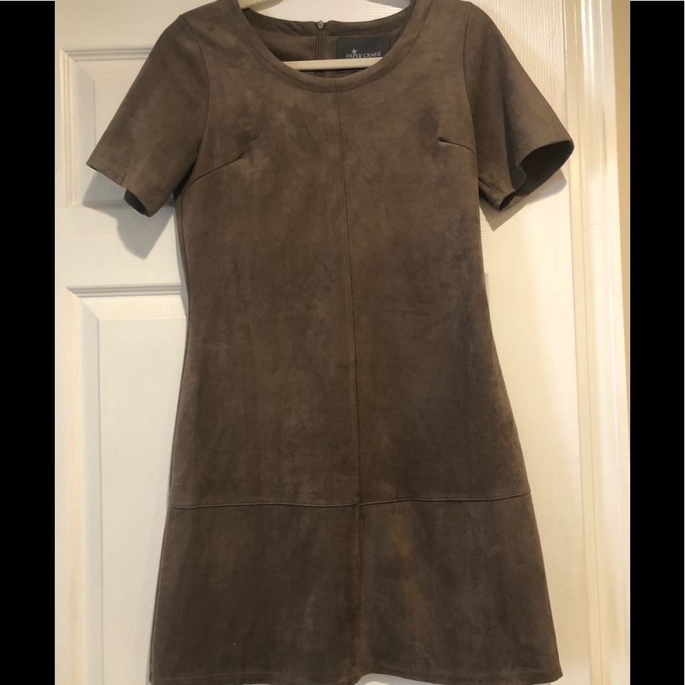 Brown faux velour Paper Crane Dress